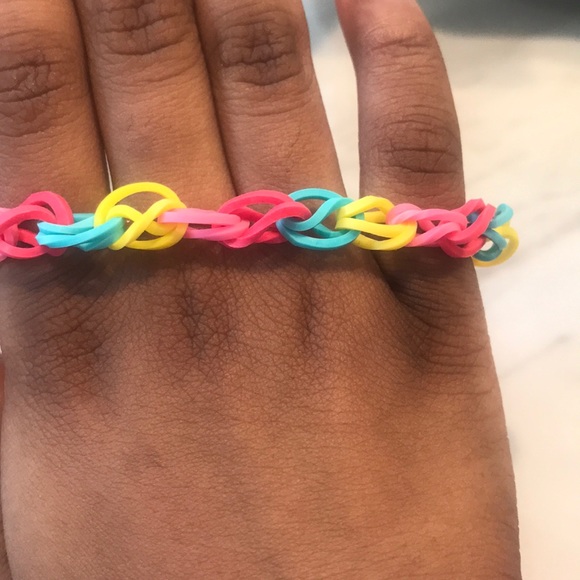 Handmade Pink, Red, Yellow, and Blue bracelets set - Picture 5 of 8